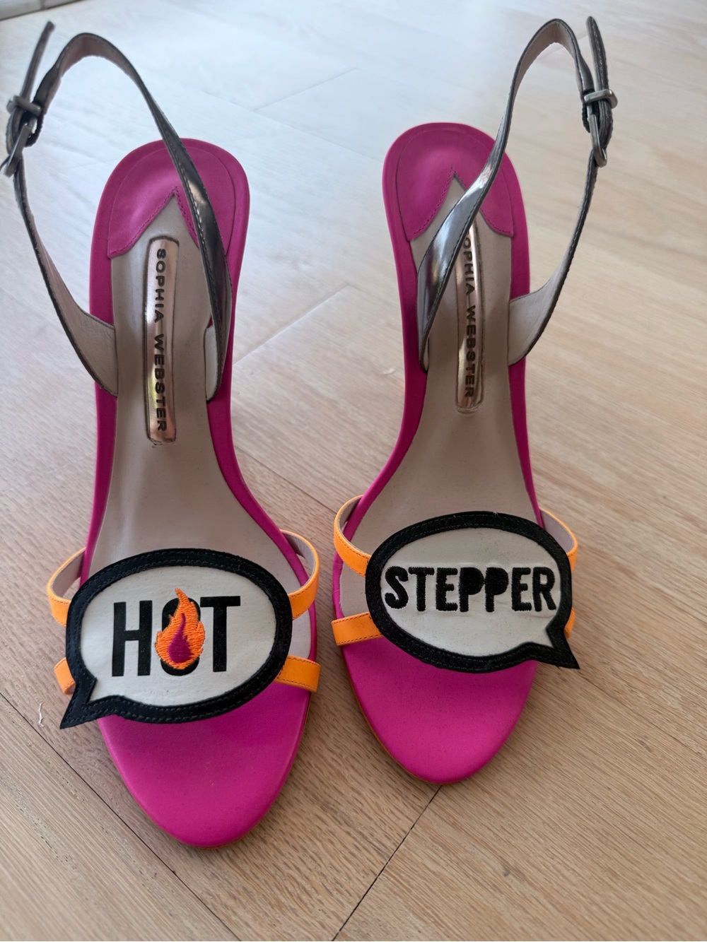 Sophia Webster Pink & Orange 'HOT STEPPER' Slingback Heels